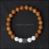 B￤rade str￤ngar 8mm White Dyed Lava Stone Chakra Strand Armband For Women Men Yoga Buddha Energy Jewelr Hela droppleverans smycken DH7Z8