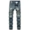 Men's Jeans Denim Designer MOTO BIKE Straight Motorcycle Jeans for Men's Size 42 Autumn Spring Punk Rock Streetwear Riding Knee Guard Pants 230217