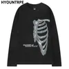 Men's T Shirts Hip Hop Streetwear Black Shirt Skull Graphic Harajuku T-Shirt 2023 Spring Mens Cotton Long Sleeve Tshirt Loose Punk Clothing