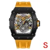 ساعات المعصم TSAR BOMBA Skeleton Watches Mens Automatic Clock Waterproof Luxury Business الميكانيكية ساعة اليد هدية