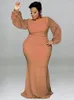 Plus Size Dresses Woman Party Sequin Evening Maxi Dress Långärmlig ljusfärg chic och elegant grossistdroppe
