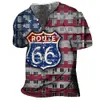 القمصان للرجال عتيقة T Shirt قصيرة الأكمام القطن بلوزة قمم 5xl Tees USA Route 66 Letter الرسومات ثلاثية الأبعاد T-Shirt ملابس كبيرة الحجم 230217