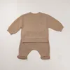 Conjuntos de ropa Europa Bebé Algodón Kintting Conjuntos de ropa Niños Niños Niñas Ropa de primavera Chándal suelto Jerseys TopsPants 2PCS Trajes 230217