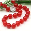 Chains 8/10mm Round Red Jades Chalcedony Necklace Natural Stone Reticular Clasp Accessory Neckwear Women Girls Jewelry Making Design