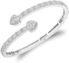 Master Of Bling Sterling Silver VVS Baguette Moissanite Diamond 3.30 Ctw Heart Cluster Bangle Bracelet