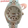 Polshorloges luxe op maat gemaakte bling iced out -horloges wit goud vergulde Moiss Anite Diamond Watchess 5A Hoge kwaliteit Replicatie Mechanisch 8O8W K5WF