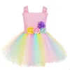 Girl'S Dresses Girls Pastel Trolls Costumes Magic Fairy Tutu Dress With Hair Bow Kids Halloween Fancy Children Cosplay Tle Outfit Dr Dhvlq