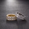 7-12 Goldliebe Ringe Mikro gepflastert 2 Reihen-Tennisringe Zirkon Hip Hop Silberschild Finger Ring für Männer Frauen223r