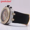 Relógios de pulso Luxo Bling Custom iBed Out Watches White Gold Bated Moiss Anite Diamond Watchess 5A Replicação de alta qualidade DFMF 6ah6