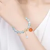 Pulseira pulseira de dama de honra Conjunto de 8 coloridos de bracelete infantil de flores de flor briças de coração feminino Valentines