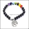 Charm Bracelets 8Mm Pierre Naturelle 7 Chakra Bracelet De Strand Pour Femmes Hommes Bijoux Drop Delivery Dh0Hv