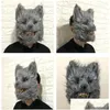 Masques de fête New Bunny Animal Head Mask Prank Evil Bloody Rabbit Effrayant Mascara Pvc Peluche Horreur Tueur Anonyme Blanc Pour Enfants A Dh9Zf
