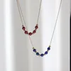 Pendant Necklaces Titanium Steel Plating 18k Gold Necklace Natural Garnet Lapis Lazuli For Woman Clavicle Chain High Quality Jewelry Gift