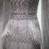 Party Dresses Sharon Said Bling Gray Mermaid Arabic Evening Dress with Cape Luxury Feather Dubai Formal Dresses for Women Wedding Party SS279 230217