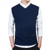 Men's Vests Autumn 2023 Men Sweaters Winter Solid Color Sleeveless V Neck Knitted Sweater Business Vest