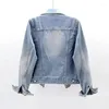 Женские куртки джинсовая куртка Women 2023 Весеннее пальто винтаж свободный джинсовый джинсовый ролик