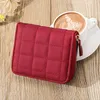 Wallets Titanium Wallet Fashion ID Short Lattice Solid Color Women Zipper Purse Multiple Card Slots Clutch Bag Phone Pens