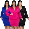 Plus Size Dresses Formal Dress Women Elegant Wholesale Ladies Party Short Bodycon Long Sleeve Draped Sexy Drop