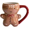 Mugs Gingerbread Man Mug Cartoon Cute Kawaii Christmas 3D Ceramic Cup Milk Coffee Water 300ml NJ727131