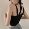 Camisoles Tanks 패션 불규칙 디자인 여성 조끼 여름 민소매 여자 섹시한 작물 탑 탑 셔츠 블라우스 캐주얼 슬림 한 검은 흰색 회색