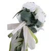 Decorative Flowers Romantic White Wedding Hand Bouquet Bridal Holding Artificial Cloth 45x19cm For Floral Arrangements Pography Props