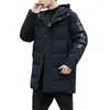 Men's Down Issuing Jacket In The Fall And Winter Long Hooded Logo More Handsome Warm Coat