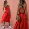 Повседневные платья летнее сексуальное платье Bowknot Женское кросс -шнурки без спинки пляжный ремешок красный винтажный сарафет