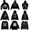Mens Hoodies Sweatshirts Rhinestones Spider Web Skeleton Print Black Y2k Goth Longsleeve Full Zip Oversized Jacket American Fashion selling 230216