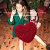 장식용 꽃 화환 25cm 빨간 장미 곰 달콤한 심장 인공 꽃 장식 발렌타인 생일 선물 Rosa Oso Flor Valentine