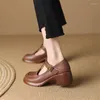 Dress Shoes 2023 Spring/summer Cow Leather Mary Jane Round Toe High Heels Casual Women Chunky Heel Woman Zapatos Mujer