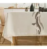 Table Cloth High Quality Plain Cotton Linen Lace Selvage Waterproof Oilproof Thick Embroidery Wedding Dining Cover