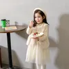 Abiti da ragazza Abito per bambini vestito di lana set piccolo pizzo a maniche lunghe maglioni inverno gonna principessa da ragazza addensata