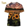 Men's T Shirts Summer Fashion Sunflower 3D Printed T-Shirt Unisex Harajuku Beautiful Short Sleeve Top