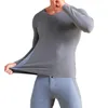 Men's Thermal Underwear Mens Sexy Seamless Long Johns Men Fall/Winter Sets Fashion V-neck T-shirt Leggings Set Cozy Sleep Lounge