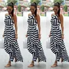 Casual jurken zomer maxi lange jurk mode vrouwen sexy boho gestreepte mouwloze strandstijl riem sundress vestidos voor vrouwelijke bigsweety 230217