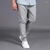 Erkekler Pantolon 2023 Yaz İnce Pantolon Erkekler Yağlı Büyük Avlu Gevşek Uzun Pantolon Mikroelastik Uzun Bel Düz Renk Erkek Giyim