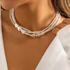 Choker Fashion Multilayer Pearl Strand Necklace Jewelry Ladies Wedding Short Clavicle Stacking Accessories Gift 2023