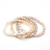 Strand 7-8mm Natural Freshwater Pearl Bracelet Baroque Round Pearls Beaded Beads For Jewelry Earrings Bracelets Women 18-19cm