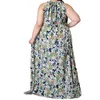 Robes de grande taille robe de plage Floral été femmes Maxi licou dos nu vêtements de détente ample longue goutte en gros