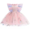 Abiti da ragazza Estate Baby Fly Manica Fiocco Abito da compleanno Infantile Festa Tutù in tulle Principessa nata Bambino Gril Vestiti 230217