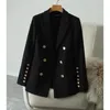 Damespakken Elegante dubbele rijs Blazers Vrouwen 2023 Spring lange mouw ingekeed kraagjagen vrouw kantoor dame blazer jassen bovenkleding