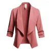 Trajes de mujer 2023 chaqueta delgada de mujer de manga larga abrigo con muescas sólidas acanaladas Casual Lady Blazers otoño prendas de vestir exteriores femeninas Blazer Feminino