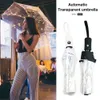 Paraplu's paraplu transparante paraplu vrouw met automatisch winddichte auto vouwen zwart voor mannen vrouwen buiten reisbenodigdheden 230217
