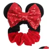 Akcesoria do włosów 2023 S Christmas Mouse Uszy Ceikiny łuki na głowę Women Veet Scrunchies Zespoły dla dziewcząt impreza