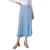 Röcke Fashion Vintage Rock Blume Polka Punkt Druck hoher Taille Stretch Split Long A-Line-Röcke für Frauen Strand Maxi Rock 230217