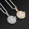 Pendant Necklaces Hip Hop Claw Setting 3A CZ Stone Bling Iced Out Moon Star Pendants For Men Rapper Jewelry Gift Drop