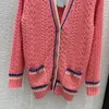 Suéteres para mujer Diseñador Milan Runway 2023 Nueva Primavera Verano Mangas largas Cuello en V Estampado de gama alta Jacquard Cardigan XNYP