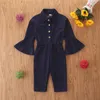 Jumpsuits Baby Children Clothes Spring and Summer Season Tide Girl Fashion Jumpsuit blossing ärm Solid Color Foreign Style 6 Ålder