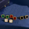 Designer oorbellen van Clover Stud Flower Bracelet Luxe ketting Dames mode -oordingen sieraden metaal vrouwen oorrang Kyhg