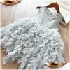 Girl'S Dresses Summer Toddler Girl Kids Lace Flower Ball Gown Children Girls Fluffy Cake Smash Dress Princess Party Clothing Drop De Dhev1